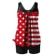 thumbnail image 5 of Trajes de baño Tankini Amzcrzy para mujer, trajes de baño, trajes de baño, bikini, traje de baño de dos piezas con estampado del Día de la Independencia, cintura alta y conservador, multicolor, S, 5 of 6