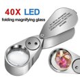 thumbnail image 2 of Metal Foldable Magnifier 40x 25mm Identification Jewelry Magnifier with LED Light UV Money Inspection Light, 2 of 5