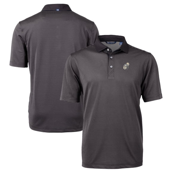 Men's Cutter & Buck Black New Orleans Saints Big & Tall Virtue Eco Pique Micro Stripe DryTec Tri-Blend Recycled Polo