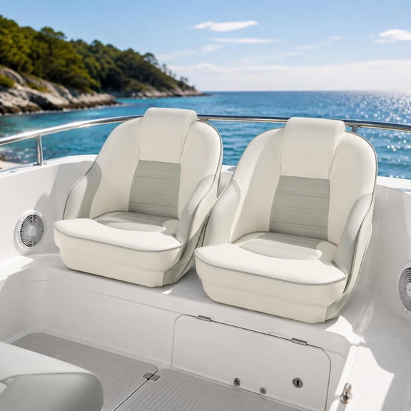 Boat Bucket Seat with Waterproof Pvc Leather, Ergonomic Support, 330 Lbs Load Capacity, White