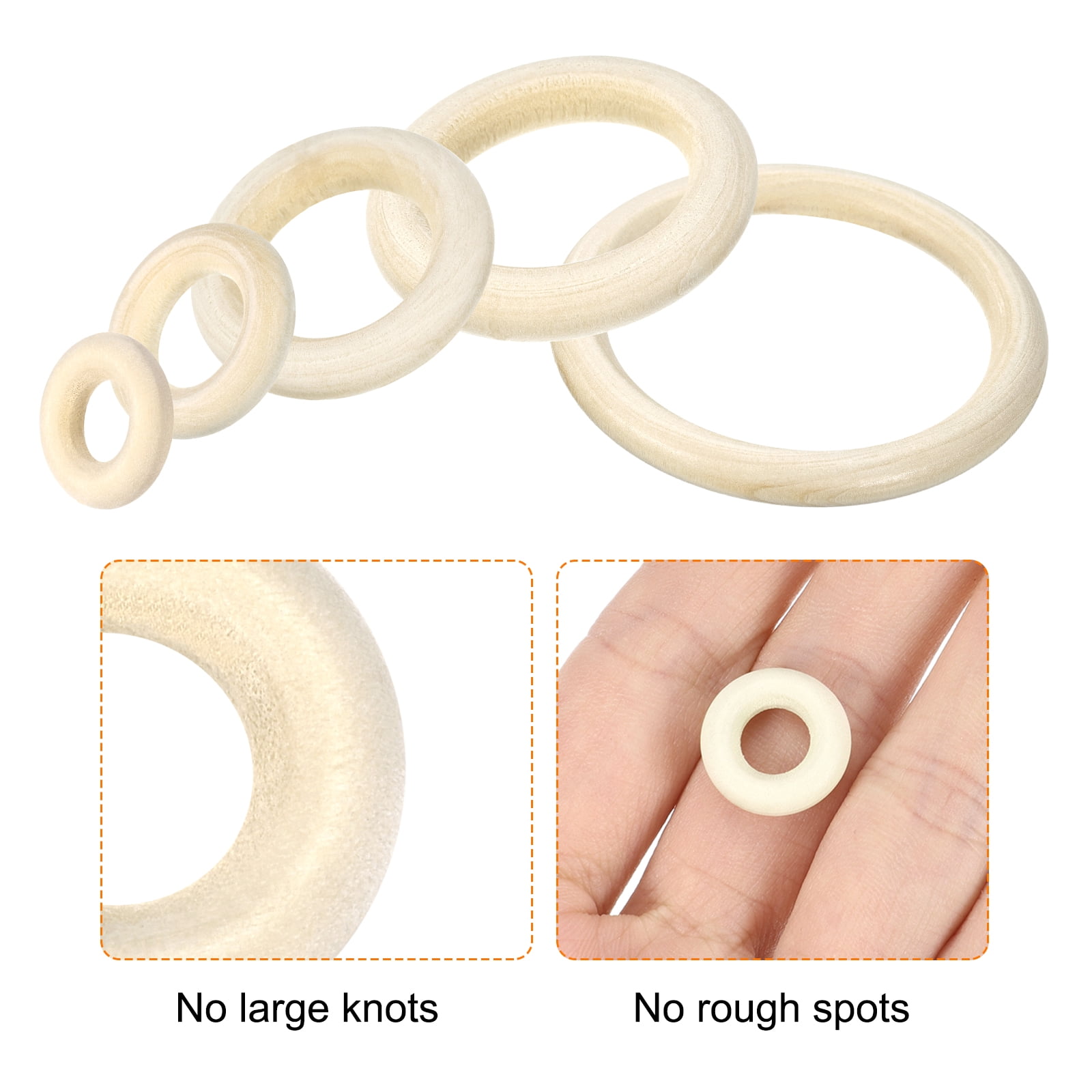 Unique Bargains 250Pcs Natural Wood Craft Ring, Small Wooden Ring Circle 0.8"