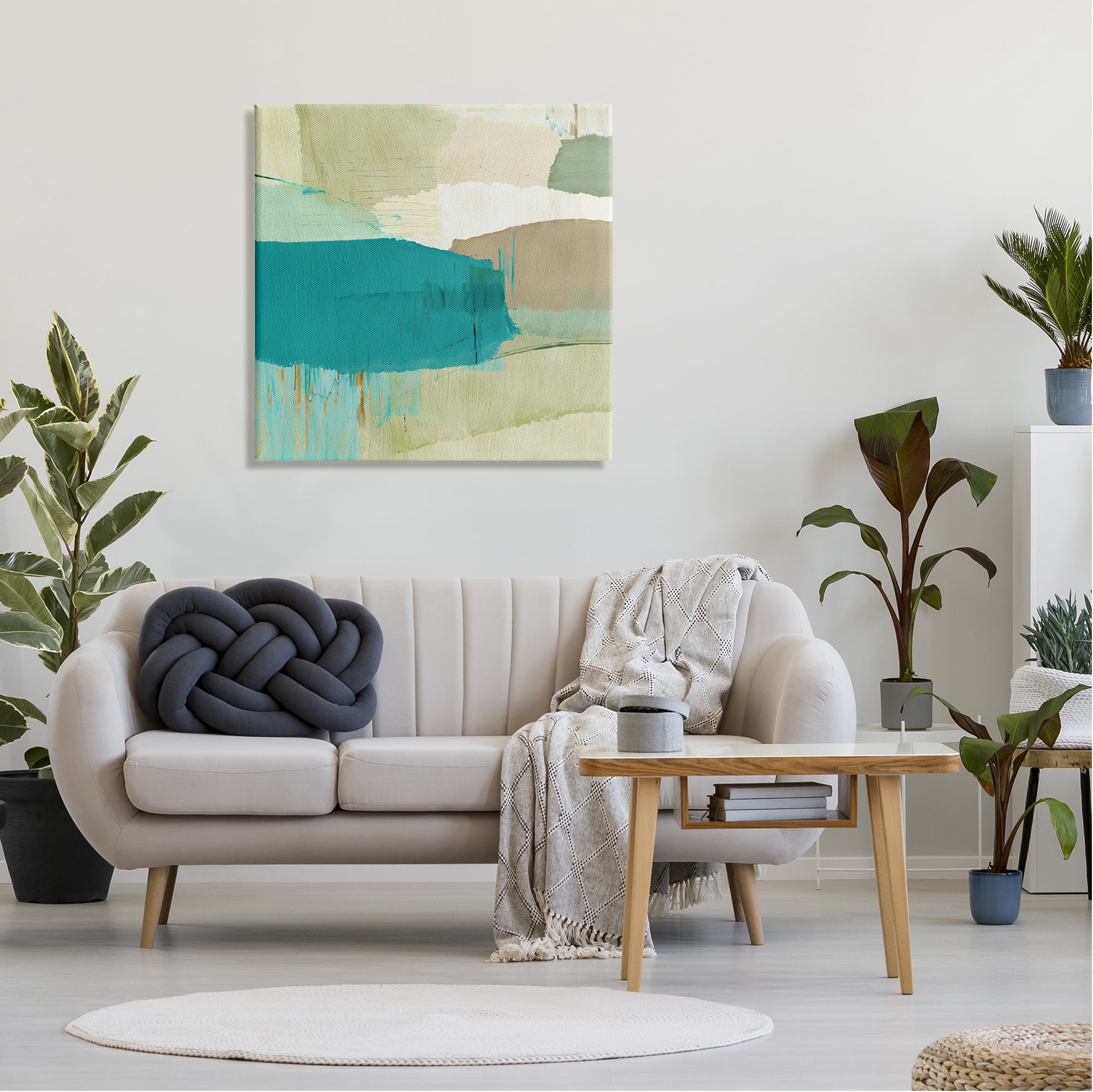 Stupell Industries Green & Blue Abstraction Abstract Painting Gallery Wrapped Canvas Art Print Wall Art, 30 x 30