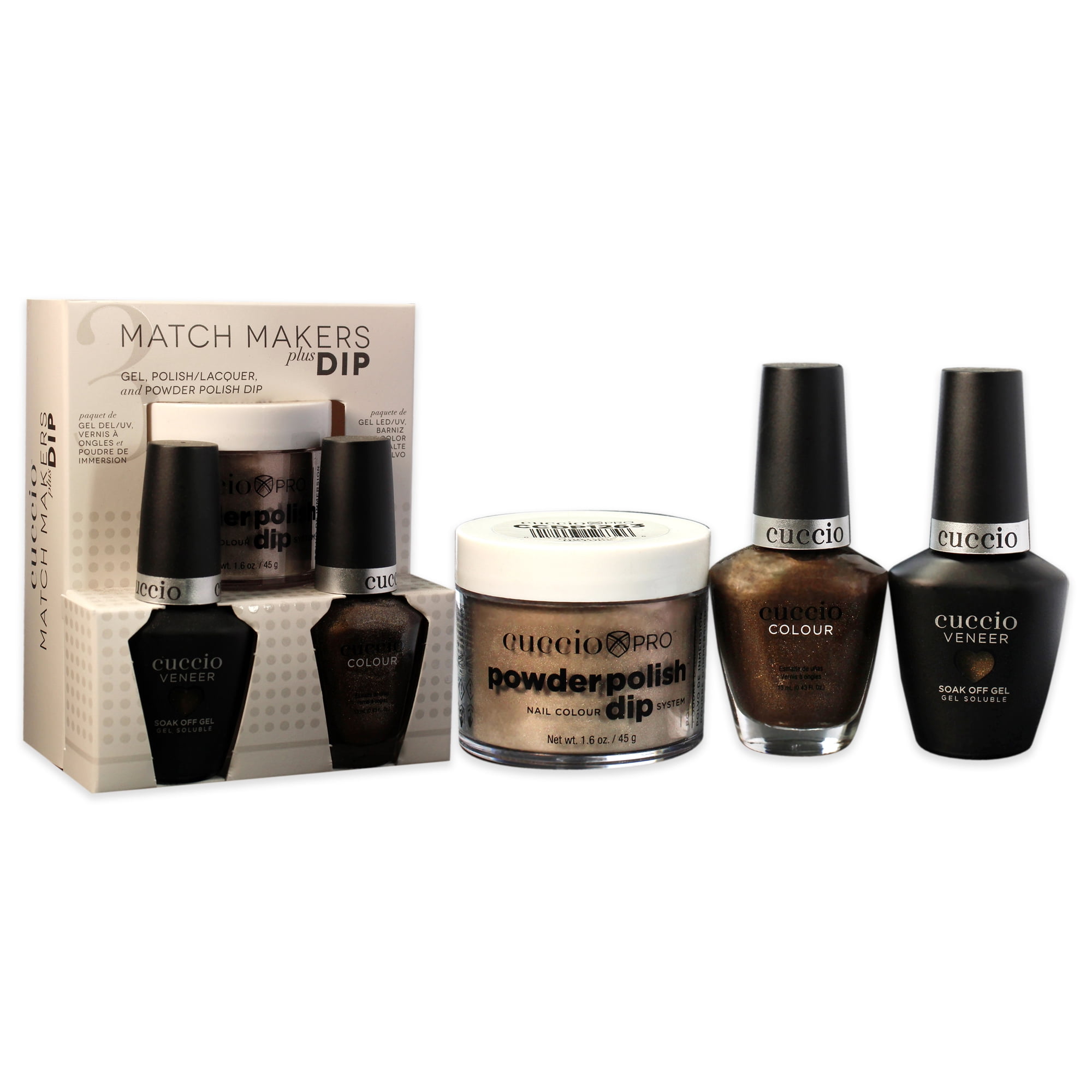 Cuccio Colour Match Makers Plus Dip - Nature Nature , 3 Pc 1.6oz Pro Powder Polish Dip System, 0.44oz Veneer Soak Off Gel, 0.43oz Colour Nail Polish