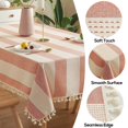 thumbnail image 2 of Stitching Tassel Tablecloth Striped Table Cloth Rectangle Cotton Linen Dust-Proof Table Cover for Kitchen Dinning 140*10cm Orange, 2 of 5