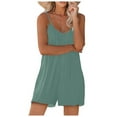 thumbnail image 4 of TrendOFT Combinaison d'Été pour Femmes Décontractée Sans Manches Shorts Unis à Bretelles Combinaisons une Pièce Vert Menthe TG, 4 of 5