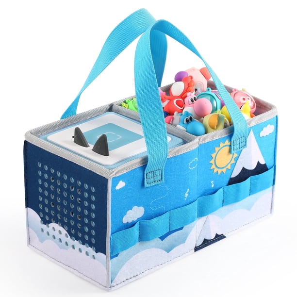 AYAOQIANG Estuche de Transporte para Tonies Set Inicial y Bolsa de Almacenamiento para Figura de Tonies, Bolsa Plegable de Juguetes Musicales de Tela de Fieltro para Niños Accesorios Toniebox Bolsa de Transporte de Viaje con Asa para Toniebox Azul