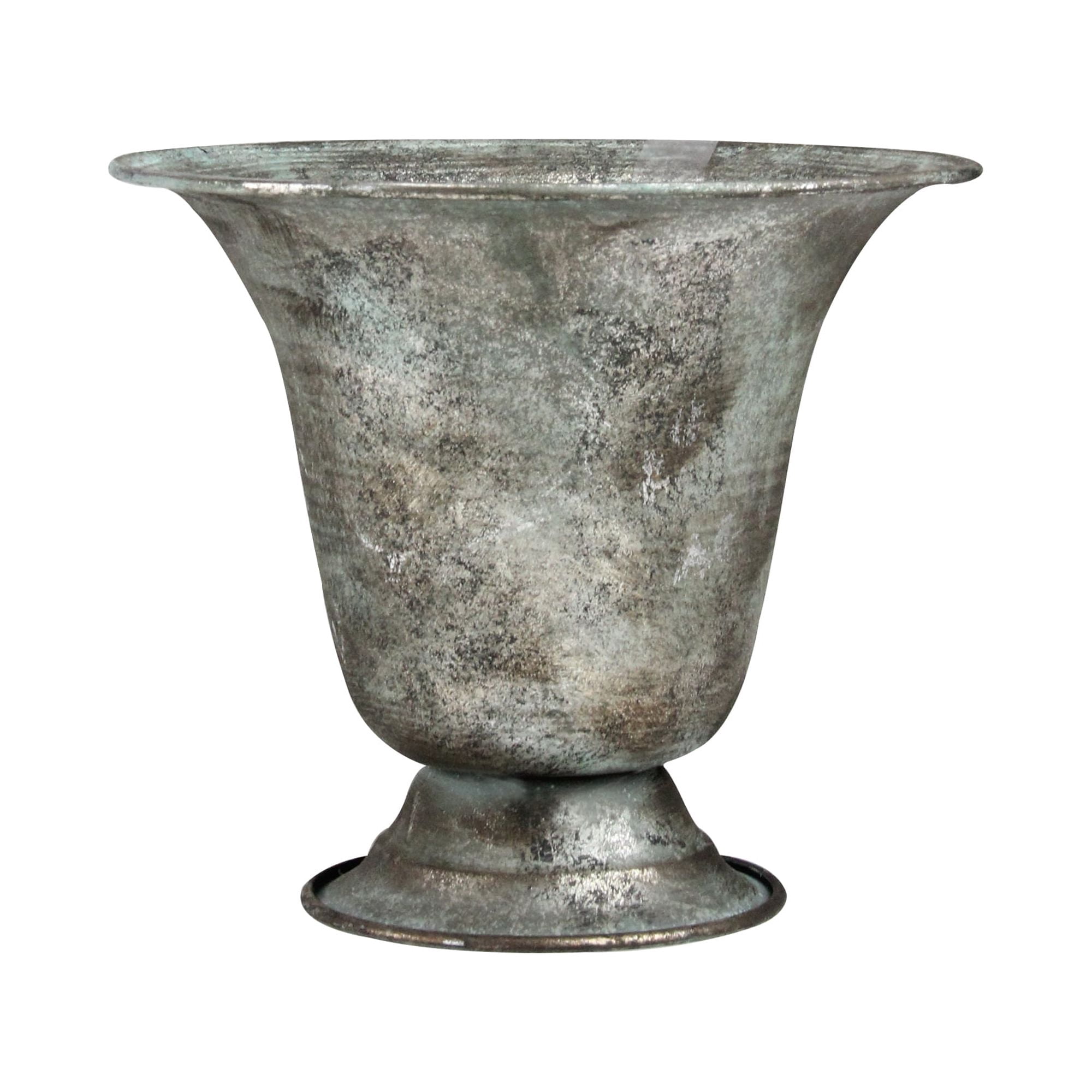 6.75" Silver and Verdigris Metal Urn Planter
