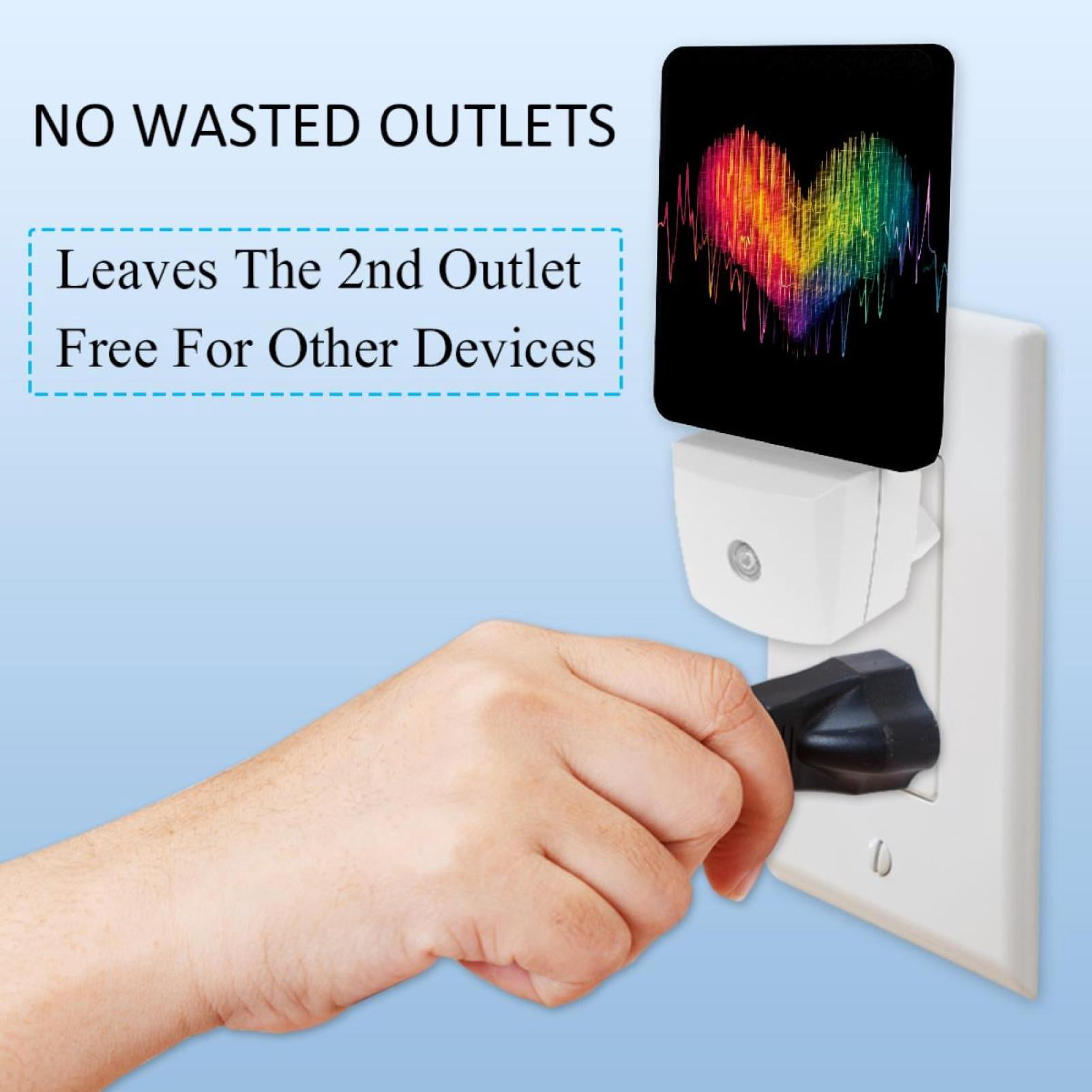 PhooArto Rainbow Lover Heart Plug in LED Night Light Auto Sensor Dusk to Dawn Decorative Night for Bedroom, Bathroom, Kitchen, Hallway, Stairs, Baby's Room, Energy Saving