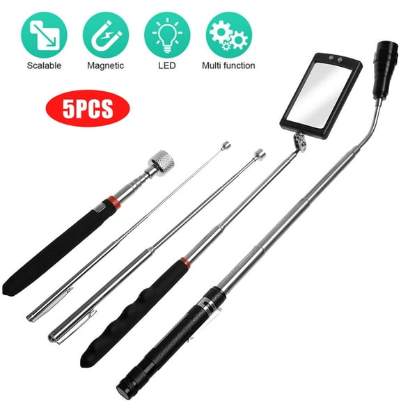2024 Black.Friday  Magnetic Pick-Up Tool and Inspection Mirror Set | Telescoping Flexible & Extendable LED Flashlight,360 Swivel, Adjustable