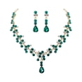 thumbnail image 1 of Miangastore 1 Ensemble Collier et Boucles d'Oreilles à la Mode Ensemble de Bijoux en Strass pour Mariée Accessoires de Robe de Mariée pour Femmes (Vert), 1 of 8