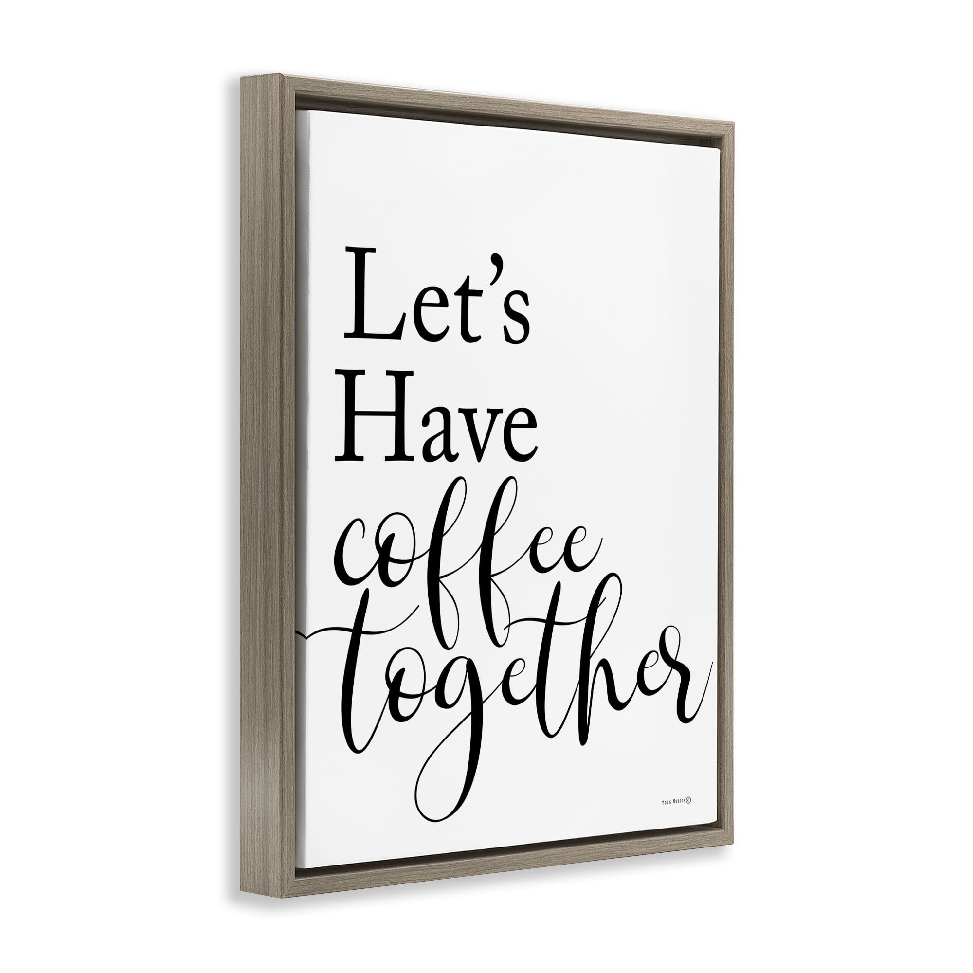 Stupell Industries Coffee Together Phrase Text & Numbers Painting Brown Floater Framed Canvas Art Print Wall Art, 17 x 21