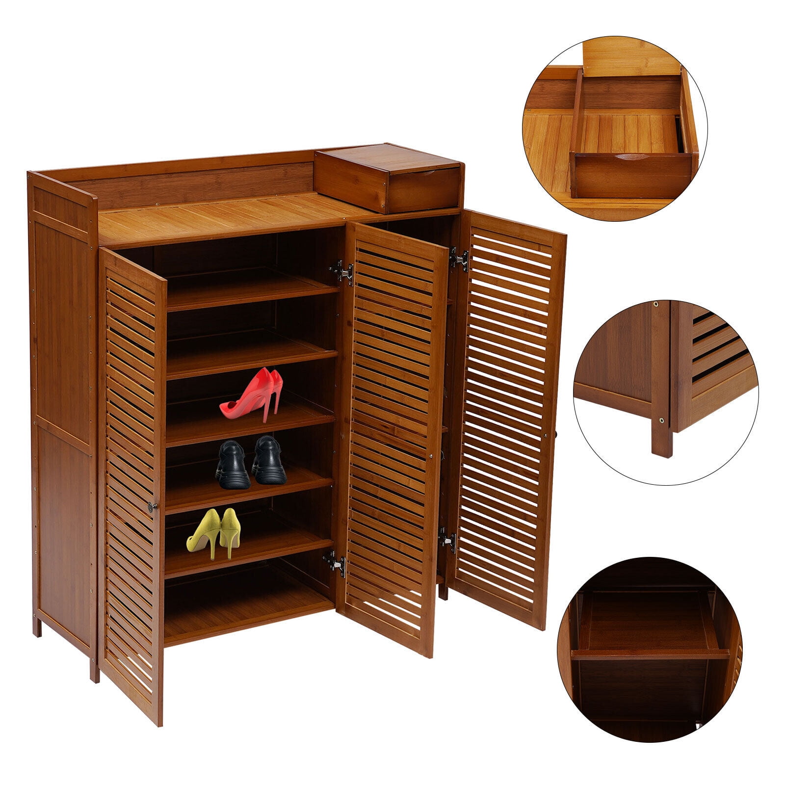 Wood Shoe Storage Rack Entryway Shoe Cabinet Shoe Organizer Closet Cabinet