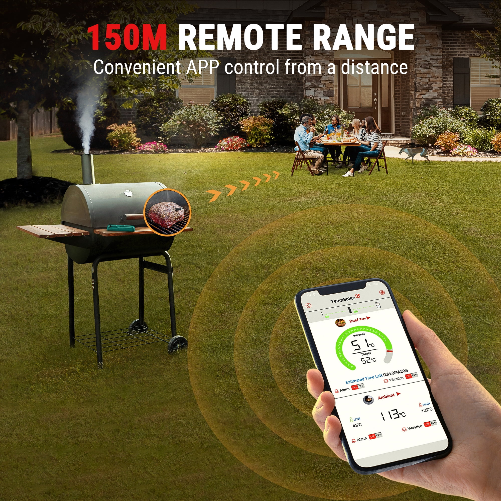 ThermoPro TempSpike Lite 500FT Wireless Meat Thermometer, Bluetooth Probe Thermometer with Smart App for Grilling, Smoking, BBQ, Oven & Smoker