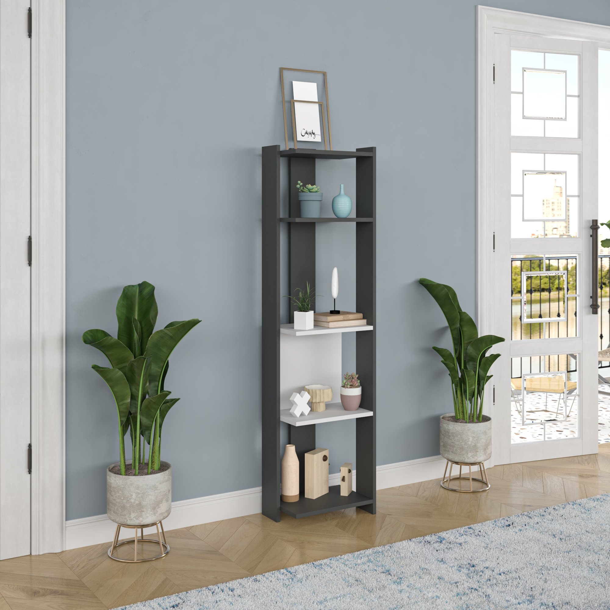 Ada Home Decor Abis Narrow Modern Bookcase