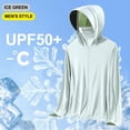 thumbnail image 2 of Mrmaere Men's UPF 50+ Sun Protection Hooded T-Shirt Pullover Long Sleeve Outdoor Hiking Top Green XXXXXL, 2 of 3