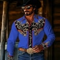 thumbnail image 2 of LIIPEE Western Cowboy Floral Graphic Shirt For Men Long Sleeve Turn Down Collar Button Up Shirts Male Comfortable Breathable Tops,XXL, 2 of 4