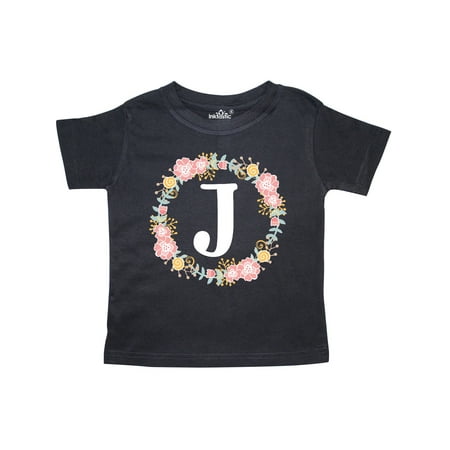 

Inktastic Monogram Letter J Floral Rose Wreath Gift Toddler Toddler Girl T-Shirt