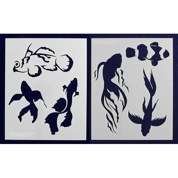 Tropical Fish Stencils- Mylar 2 Pieces of 14 Mil 8" X 10" Painting /Crafts/ Templates