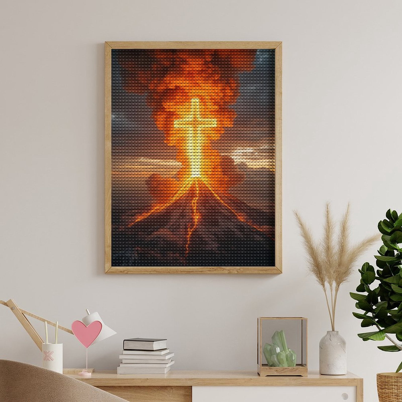 Diamond Art Kits for Adults, Volcano Eruption Fiery Symbol Sky 5D Diamond Painting Kits for Adults Beginners, DIY Full Drill Diamond Painting, Gem Art and Crafts 12x16