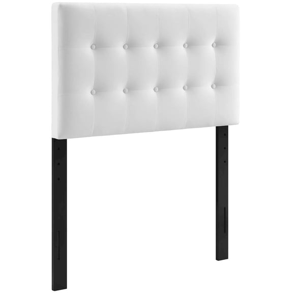 Modway Emily Twin Biscuit Tufted Performance Velvet Headboard in White