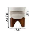 thumbnail image 2 of Flora Bunda 7" Ceramic Lines On Wood Stand,White/Gold Line, 2 of 3