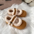 thumbnail image 6 of Bxsruta Girls Mary Janes Fluffy Faux Shearling Lined Flat Shoes Buckle Strap Casual Walking Shoes, 6 of 8