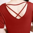 thumbnail image 4 of Women's Short/Long Sleeve V Neck Criss Cross T-Shirt Tops, 4 of 4