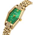 thumbnail image 2 of Relojes de oro para mujer, relojes de pulsera de cuarzo hexagonales para mujer, correa de acero inoxidable, pequeño reloj analógico, pulsera de lujo, Green-FBM, 2 of 5