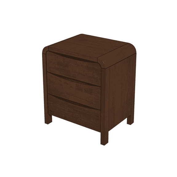 Newboti Furniture Lionel Mid Century Modern Solid Wood Nightstand 3-Drawer Bed Side Table 54954