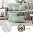 thumbnail image 6 of Green White Outdoor Waterproof Pillow Covers, Modern Minimalist Ombre Abstract Stripes Decorative Square Throw Pillowcase Sofa Cushion Sham for Patio/Couch/Chair, 18"x18" 2 Pack, 6 of 8