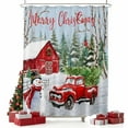 thumbnail image 2 of Christmas Shower Curtain, Snowman Red Truck Cardinal Barn Pine Tree Waterproof Fabric Shower Curtains with 12 Hooks, Bathroom Curtain Set for Bathroom Accessories Decor, 54 x 78Inches, 2 of 9