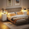 thumbnail image 2 of White Nightstand with 5 Storage Drawer, Tall Dresser for Bedroom with Led Light and Charging Station, Side Table Nightstand for Closet, Fabric Bins, Metal Frame, Wood Shelf(White), 2 of 16