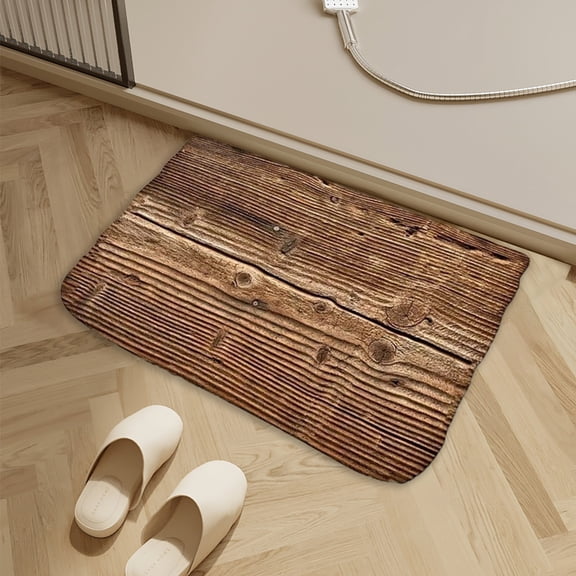 15.74"x23.62" Simulated Vintage Wood Plank Print Doormat, Rustic Non-Slip Bath Rug for Farmhouse Home Decor
