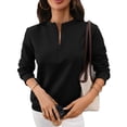 thumbnail image 5 of Women's Half Zip Tops Crew Neck Long Sleeve Texture Pullover Fall Winter Fashion Casual Sweatshirts Loose Fit (S, Black), 5 of 9