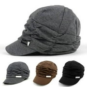 Autumn And Winter Fashion Pleated Fashion Hat Knitted Hat To Keep Warm Women Flat Cap Black