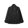 thumbnail image 1 of Hat and Beyond Mens Soft-Brushed Double Button Peacoat with Detachable Bib and Fashion Zipper, 1 of 6