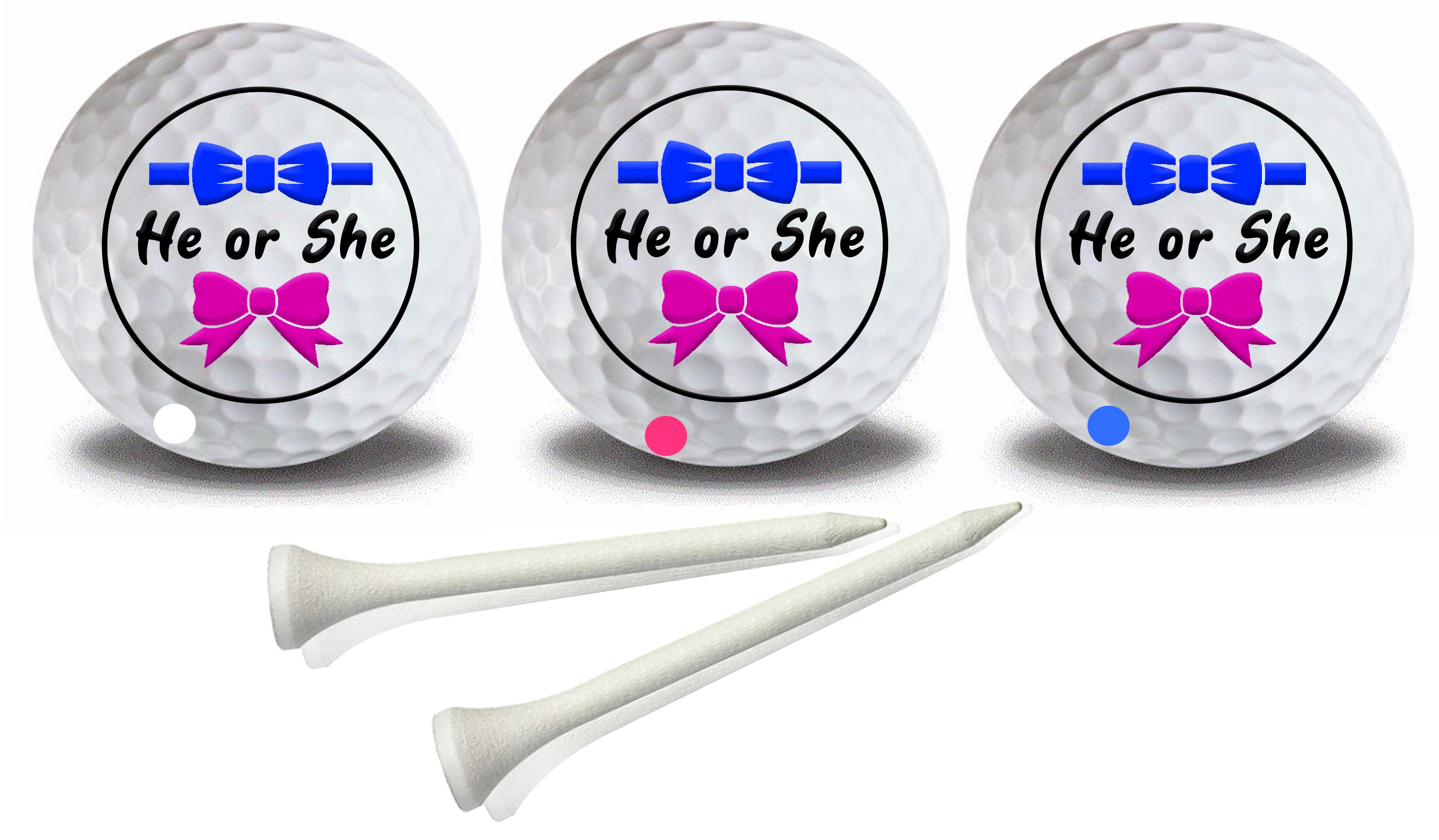 GBM Golf He or She Gender Reveal Exploding Golf Ball 5 Piece Set for