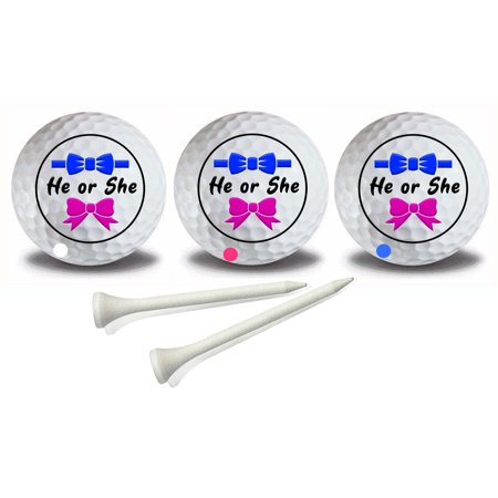 GBM Golf He or She Gender Reveal Exploding Golf Ball 5 Piece Set for Gender Reveal Parties
