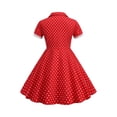 thumbnail image 4 of YOUYEDIAN Kids Notch Lapel 50s Dress for Girls Vintage Retro 1950s Polka Dot Dress for Girls 50's Swing Dress (Red, 4-5 Years), 4 of 5
