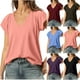 thumbnail image 1 of Camisas holgadas,Blusa informal de cuello en V para mujer, manga corta, color liso, tejido suave y ligero, diseño con detalle de pliegues, ideal para uso diario, sopatenor, 1 of 9