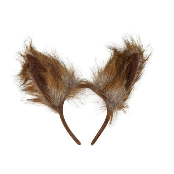 SDFGTstore Foxes Ears Headwear Wolf Tail with Wolf Ears Hairband Lovely Plush Tail