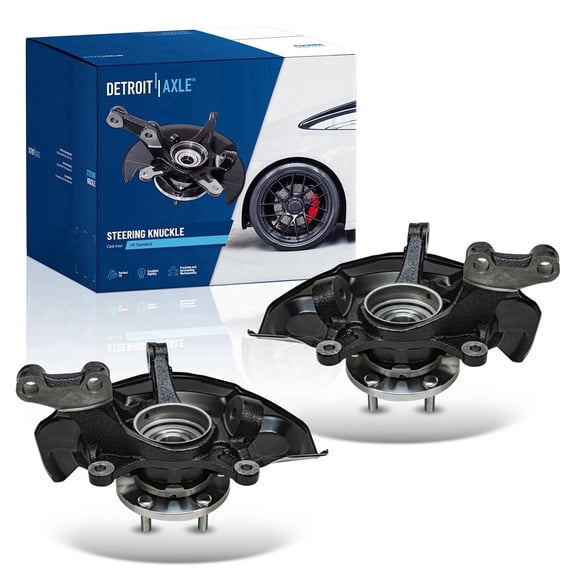 Detroit Axle - 2pc Front Steering Knuckles for 04-07 Toyota Highlander, 2 Steering Knuckles & Wheel Bearing Hubs Assembly 2004 2005 2006 2007