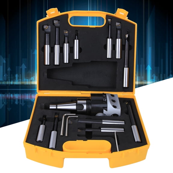 Toughness Stable Performance Boring Head Set, 12pcs CNC Milling Tools Kit Set, For CNC Milling Boring Head CNC Milling Machine Boring Machine NT30-F1-18-12PCS,NT40-F1-18-12PCS