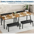 thumbnail image 6 of 3-Piece Dining Table Set for 4 with 2 Upholstered Benches, Space-Saving Wooden Kitchen Table, for Small Dining Room, Apartment, Home, Retro Brown, 6 of 8