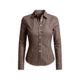 thumbnail image 4 of Womens Long Sleeve Striped Button Down Blouse Tops Slim Fit Collared Dress Shirts, 2026 Summer Casual Business Office Work Outfits Wrinkle Free Trendy Clothes, 4 of 5