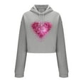 thumbnail image 3 of qucoqpe Valentine's Day Women's Sweatshirt Fashion Love Heart Printed Crewneck Shirt Tops Casual Long Sleeve Adjustable Drawstring Hoodies, 3 of 5