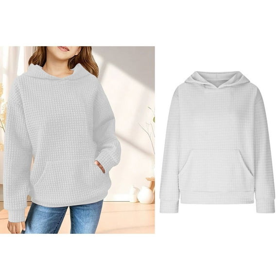 Kids Hoodies for Girls White Hoodies Long Sleeve Lightweight Pullover Tops Loose Sweatshirt Fall Clothes Size 7-8 Years Girls Clothes