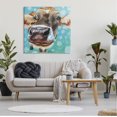 thumbnail image 2 of Stupell Industries Bold Cow Cattle Portrait Blue Bubbles Pattern Painting Gallery Wrapped Canvas Print Wall Art, Design by Jennifer Redstreake, 2 of 7