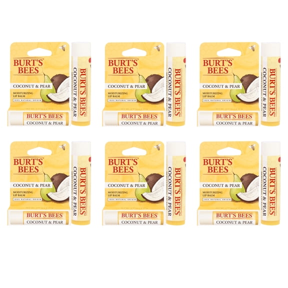 Coconut and Pear Moisturizing Lip Balm Blister by Burts Bees for Unisex - 0.15 oz Lip Balm - Pack of 6