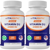 Vitamatic Vitamin D2 60 mcg (2400 IU) - Ergocalciferol - 180 Vegetarian Tablets- 2 Pack